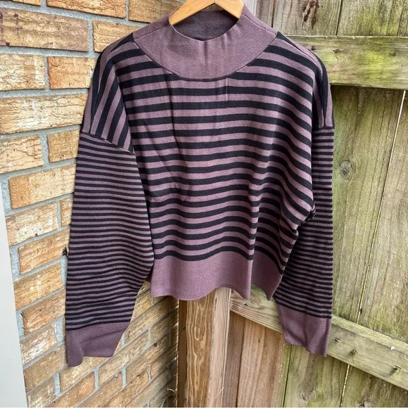 NATURAL LIFE Brown and Black Striped Turtleneck Sweater - Picture 2 of 4